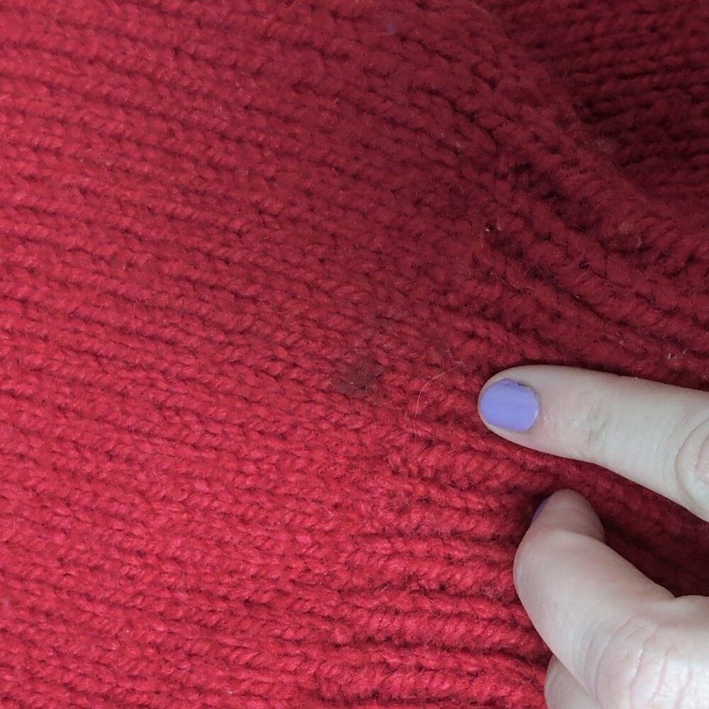 Red Nordic Fair Isle Christmas Wool Sweater Handmade - Picture 6 of 7
